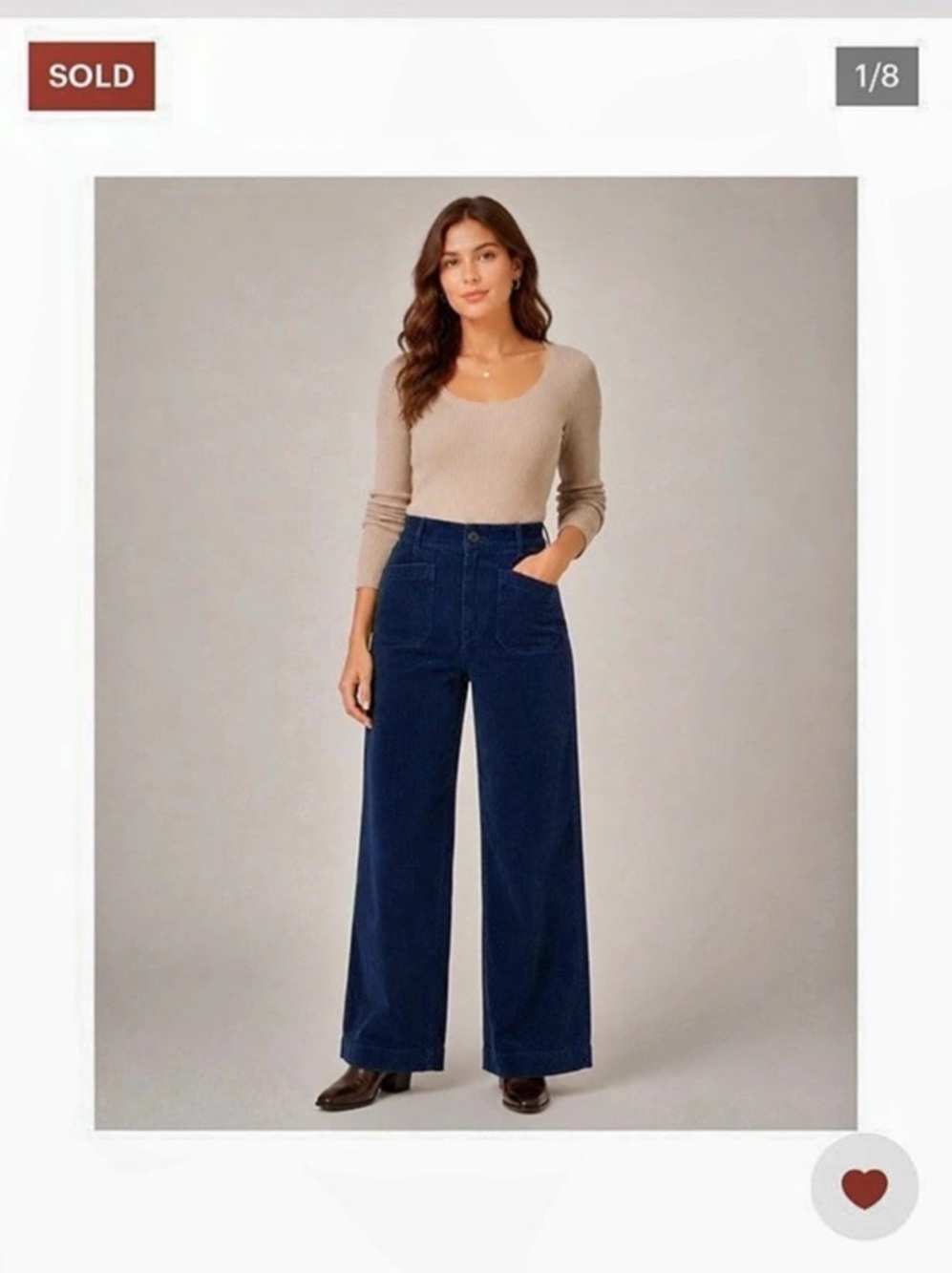 Maeve The Colette Corduroy Crop Wide-Leg Pants Blue Waist 26